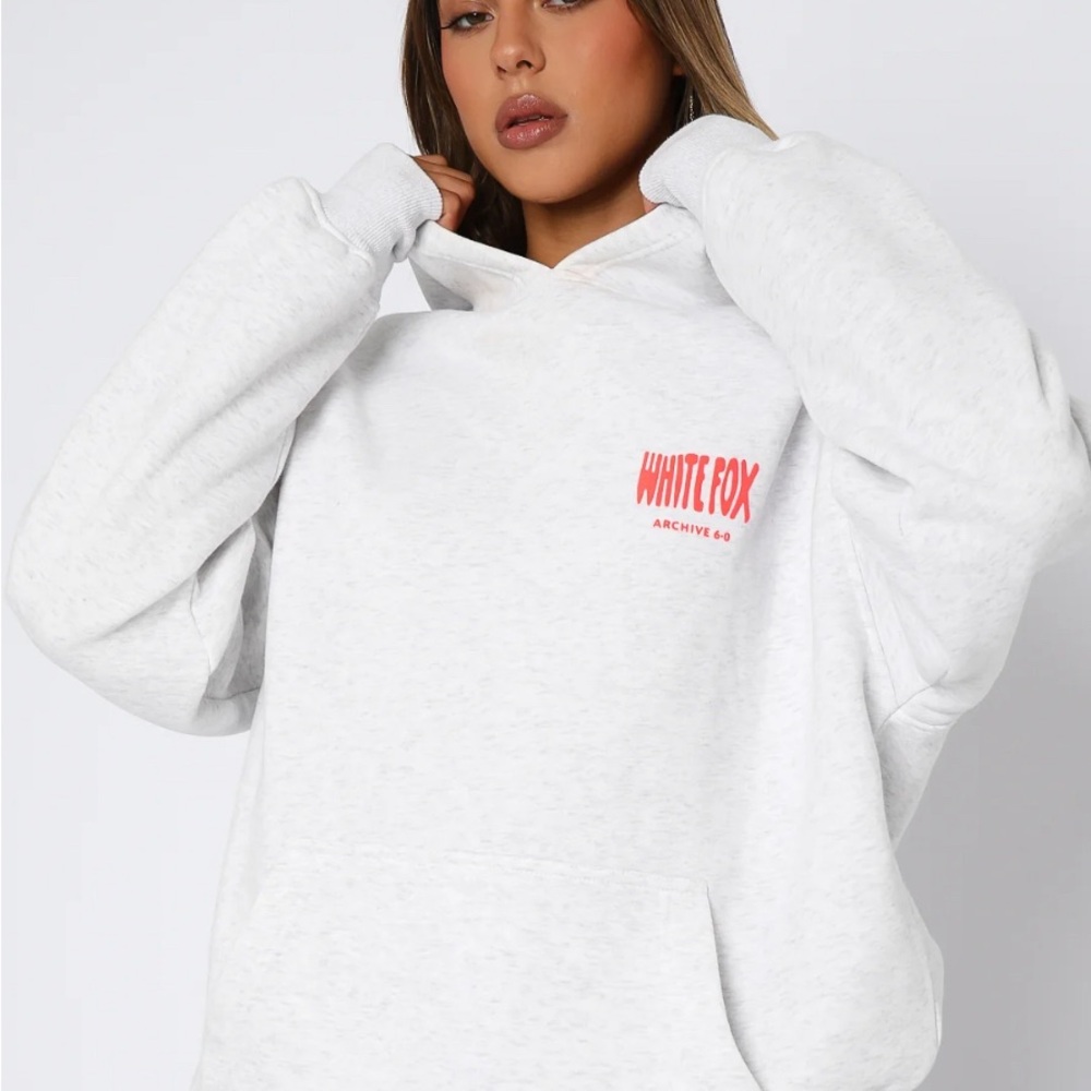 Heather Grey and Coral White Fox Sweatshirt